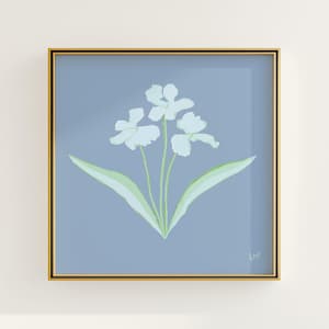 Blue & Green Floral Botanical Print | Grandmillennial Wall Decor | Modern Southern Art | Digital Download