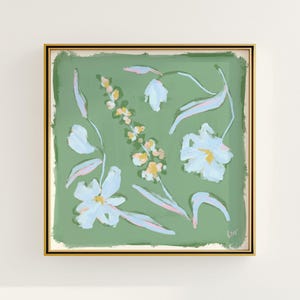 Blue & Green Floral Botanical Print | Grandmillennial Wall Decor | Modern Southern Art | Digital Download
