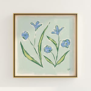 Blue & Green Floral Botanical Print | Grandmillennial Wall Decor | Modern Southern Art | Digital Download