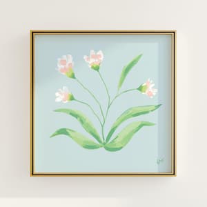 Modern Southern Floral Wall Art | Light Blue Botanical Print Digital Download | Preppy Grandmillennial Art | Southern Decor | Rainey Studio