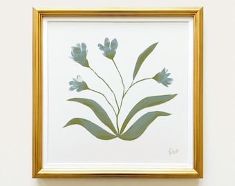 Blue & Green Floral Botanical Print | Grandmillennial Wall Decor | Modern Southern Art | Digital Download