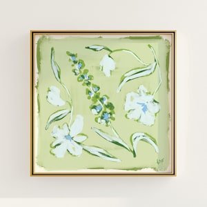 Blue & Green Floral Botanical Print | Grandmillennial Wall Decor | Modern Southern Art | Digital Download