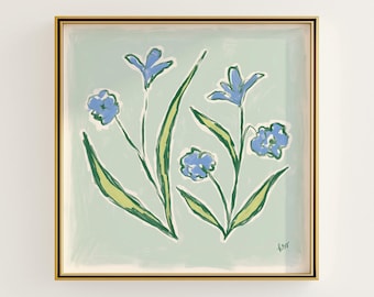 Modern Southern Floral Wall Art | Coastal Grandma Digital Download | Preppy Grandmillennial Art | Instant Southern Wall Decor Print
