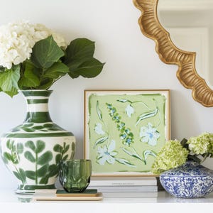 Blue & Green Floral Botanical Print | Grandmillennial Wall Decor | Modern Southern Art | Digital Download image 6