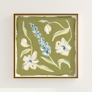 Modern Southern Floral Wall Art | Light Blue Botanical Print Digital Download | Preppy Grandmillennial Art | Southern Decor | Rainey Studio
