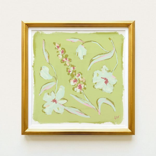 Green & Pink Floral Botanical Print | Grandmillennial Wall Decor | Modern Southern Art | Digital Download