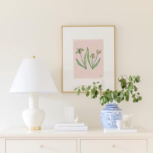 Pink & Green Floral Botanical Print | Grandmillennial Wall Decor | Modern Southern Art | Digital Download image 3