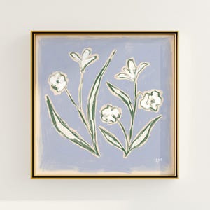 Modern Southern Floral Wall Art | Light Blue Botanical Print Digital Download | Preppy Grandmillennial Art | Southern Decor | Rainey Studio