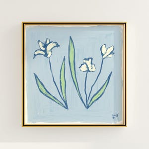 Blue & White Floral Botanical Print | Grandmillennial Wall Decor | Modern Southern Art | Digital Download