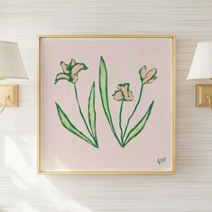 Pink & Green Floral Botanical Print | Grandmillennial Wall Decor | Modern Southern Art | Digital Download image 9