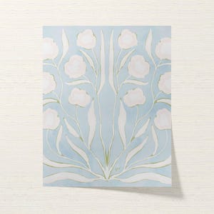 Botanical Fine Art Print | Blue, White & Green Flowers | Modern Southern | Rainey Studio image 2