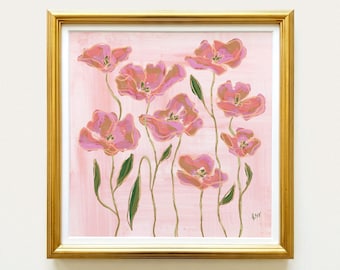 Botanical Fine Art Print | Pink, Green, & Red Flowers | Modern Southern | Rainey Studio