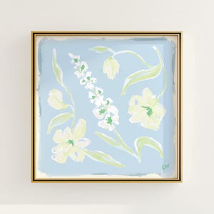 Blue & Green Floral Botanical Print | Grandmillennial Wall Decor | Modern Southern Art | Digital Download