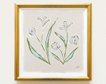 Lavender & Green Floral Botanical Print | Grandmillennial Wall Decor | Modern Southern Art | Digital Download