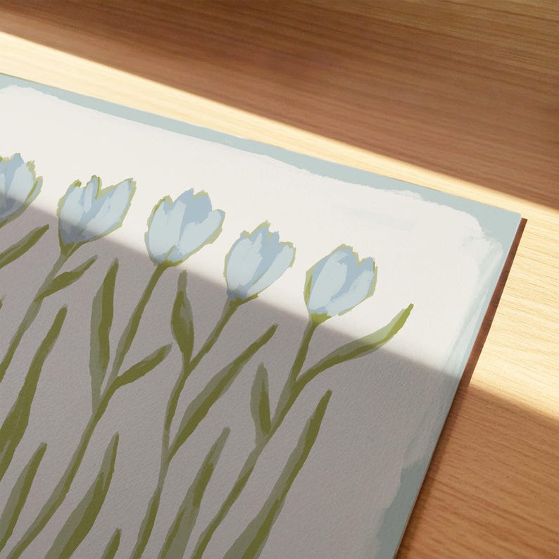 Botanical Fine Art Print | Blue & Green Tulip Flowers | Modern Southern | Rainey Studio image 7