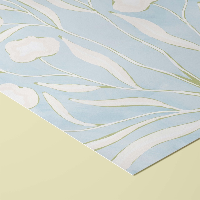 Botanical Fine Art Print | Blue, White & Green Flowers | Modern Southern | Rainey Studio image 4