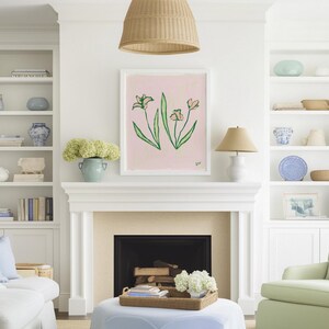 Pink & Green Floral Botanical Print | Grandmillennial Wall Decor | Modern Southern Art | Digital Download image 10