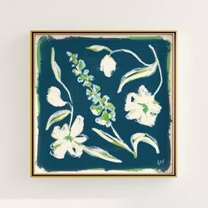 Modern Southern Floral Wall Art | Light Blue Botanical Print Digital Download | Preppy Grandmillennial Art | Southern Decor | Rainey Studio