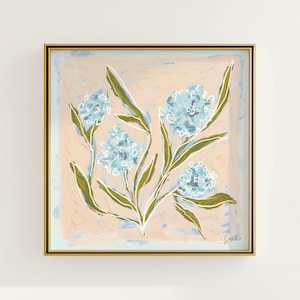 Modern Southern Floral Wall Art | Light Blue Botanical Print Digital Download | Preppy Grandmillennial Art | Southern Decor | Rainey Studio