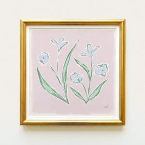 Pink & Green Floral Botanical Print | Grandmillennial Wall Decor | Modern Southern Art | Digital Download
