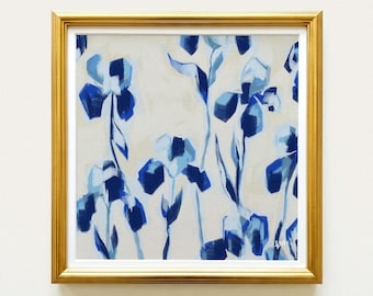 Light Blue Fleur-de-lis Botanical Print | Hand Drawn Floral Wall Art | Rainey Studio
