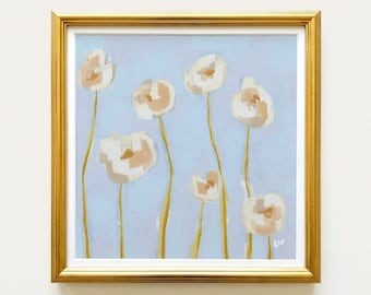 White Cream Roses Botanical Print | Hand Drawn Floral Wall Art | Rainey Studio