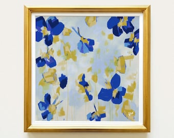 Blue Pansies Botanical Digital Download Print | Hand Drawn Floral Wall Art | Rainey Studio