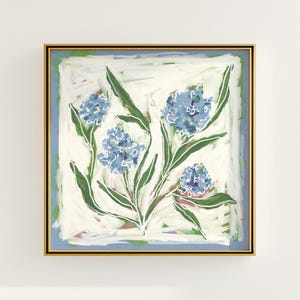 Modern Southern Floral Art | Digital Download of Blue Flower Arrangement | Feminine Light Blue and Green | Preppy Wall Art | Botanical Decor