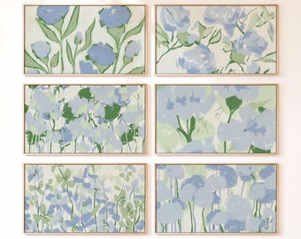 Blue Floral Frame TV Art Set of 6 | Grandmillennial Decor | Modern Southern Art | Samsung Frame TV Digital Download