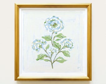 Blue & Green Floral Botanical Print | Grandmillennial Wall Decor | Modern Southern Art | Digital Download