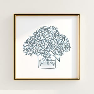 Blau & Weiß Blumen botanischen Druck | Grandmillennial Wanddekoration | Moderne Südliche Kunst | Digitaler Download