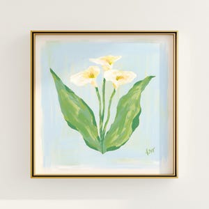 Modern Southern Floral Wall Art | Light Blue Botanical Print Digital Download | Preppy Grandmillennial Art | Southern Decor | Rainey Studio
