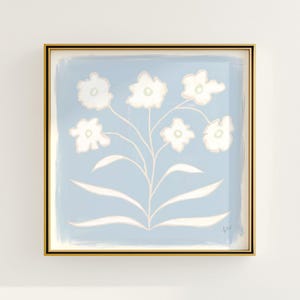 Modern Southern Floral Wall Art | Light Blue Botanical Print Digital Download | Preppy Grandmillennial Art | Southern Decor | Rainey Studio