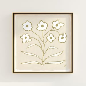 Modern Southern Floral Wall Art | Light Beige Botanical Print Digital Download | Preppy Grandmillennial Art | Southern Decor | Rainey Studio