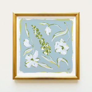 Blue & Green Floral Botanical Print | Grandmillennial Wall Decor | Modern Southern Art | Digital Download