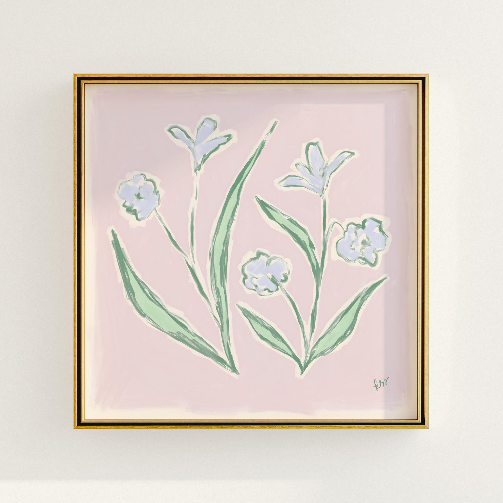 Pink & Green Floral Botanical Print | Grandmillennial Wall Decor ...