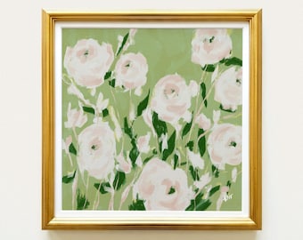 White Rose Botanical Print | Hand Drawn Wall Art | Rainey Studio