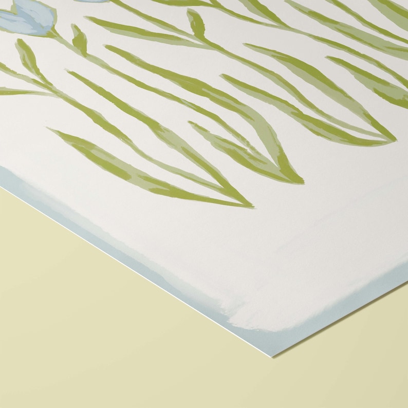 Botanical Fine Art Print | Blue & Green Tulip Flowers | Modern Southern | Rainey Studio image 5