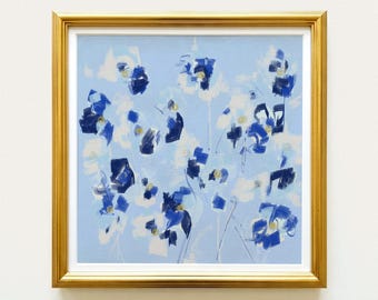 Blue Pansies Botanical Digital Download Print | Hand Drawn Floral Wall Art | Rainey Studio