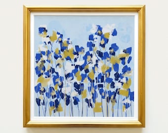 Blue Pansies Botanical Digital Download Print | Hand Drawn Floral Wall Art | Rainey Studio
