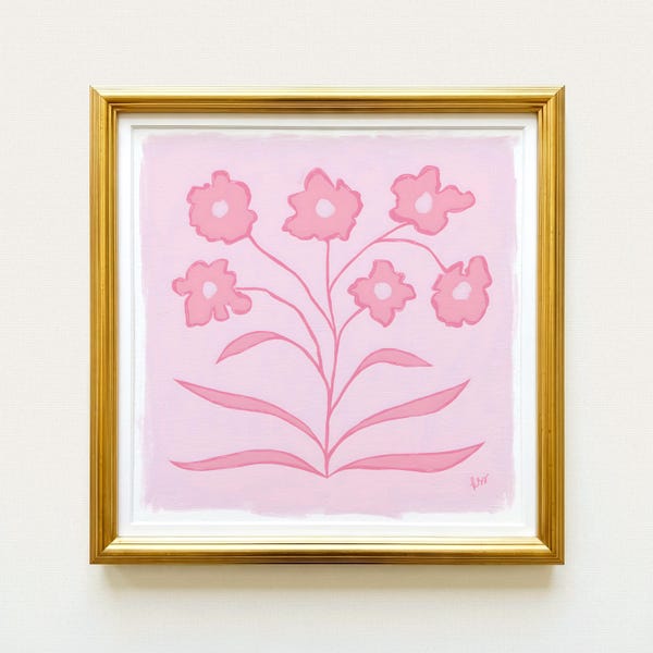 Pink Floral Botanical Print | Grandmillennial Wall Decor | Modern Southern Art | Digital Download