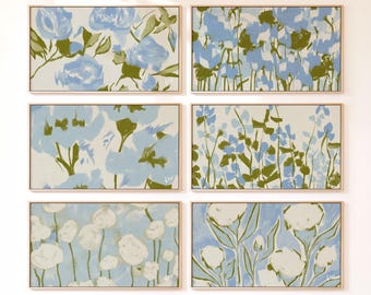Blue Floral Frame TV Art Set of 6 | Grandmillennial Decor | Modern Southern Art | Samsung Frame TV Digital Download