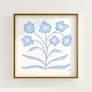 Blue & White Floral Botanical Print | Grandmillennial Wall Decor | Modern Southern Art | Digital Download