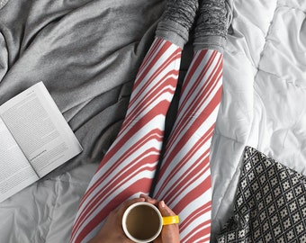 Candy cane leggings, holiday theme Christmas gift leggings, elf costume