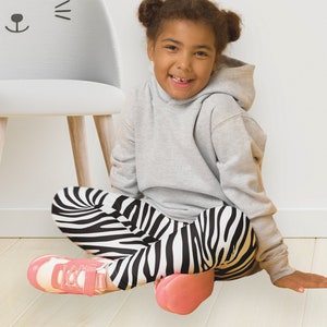 Zebra pattern Kid&#39;s Leggings, wild jungle animal girls leggings,  colorful comfortable kids stretchy yoga leggings