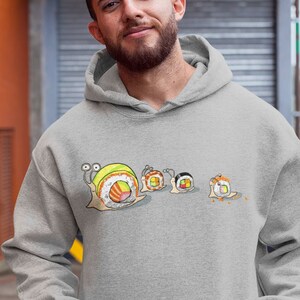 Sudadera con capucha divertida de sushi, regalo para amantes del sushi, cómoda sudadera con capucha unisex de mezcla pesada