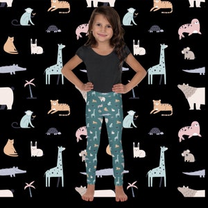 Cute animal leggings, green leggings, soft green legging image 4