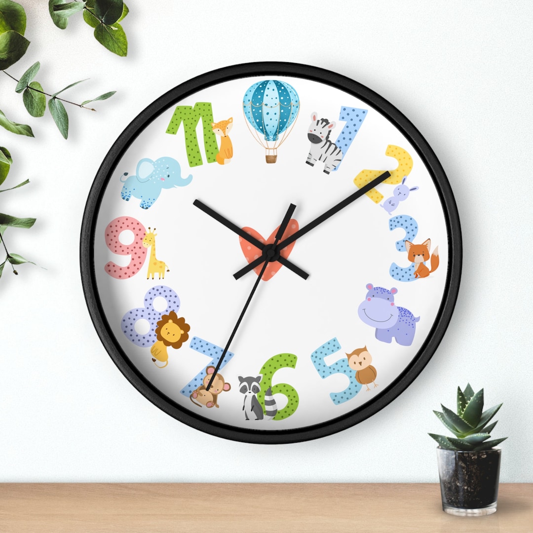 Cute Animal Kids Room Wall Clock Doted Number Wall Clock Etsy