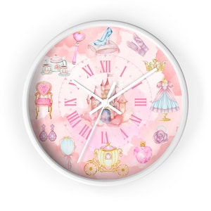 A perfect day of a princess clock, pink Kids room wall clock, girls room wall clock, princess theme clock, girls gift