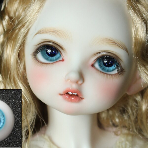 Yeux de verre bleu lac, yeux de poupée personnalisés, yeux de poupée en verre faits à la main, yeux de poupée d'art, accessoires BJD, yeux de jouet.